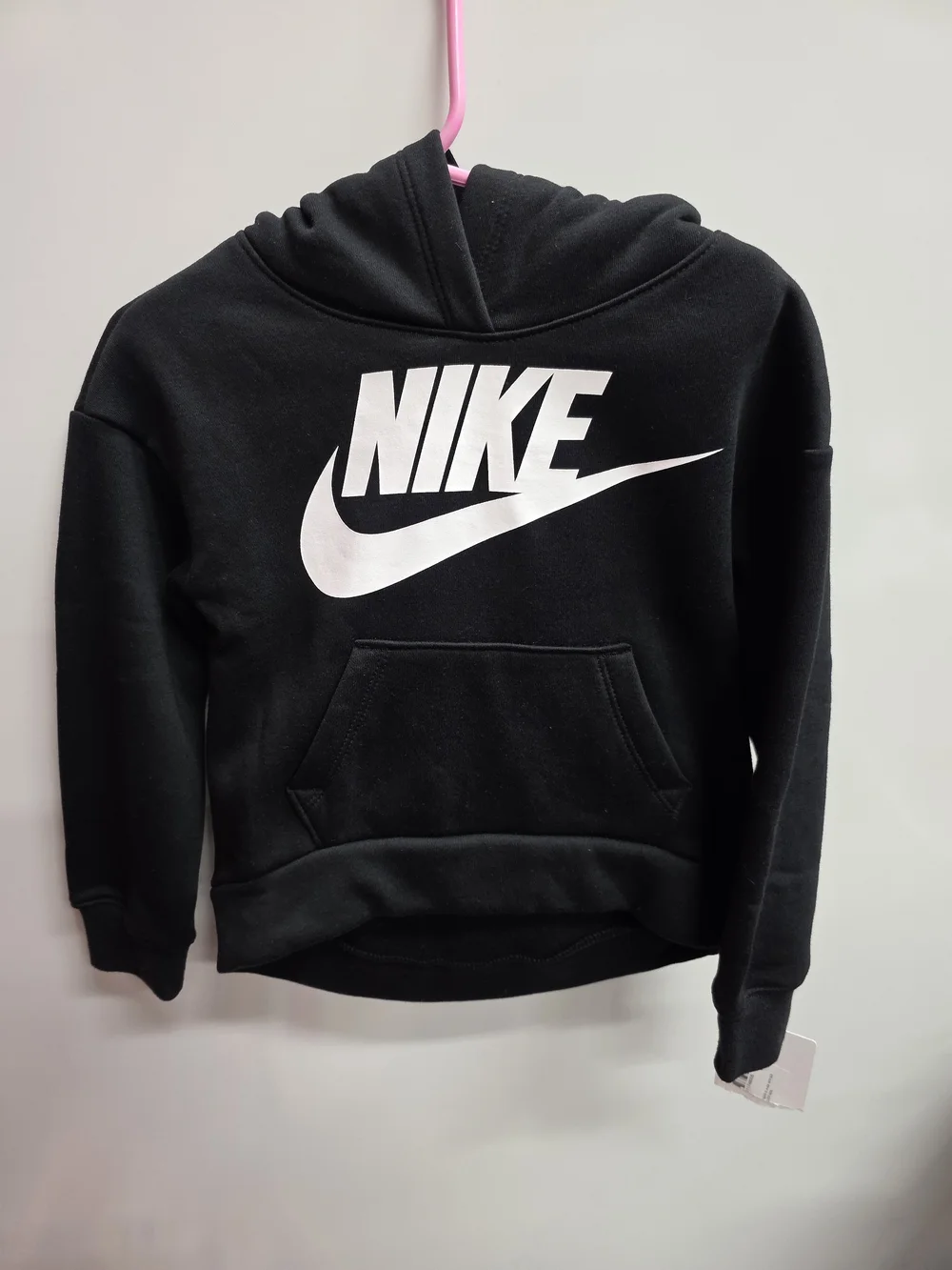 Nike Black Hoodie with White Swoosh Logo - Kids